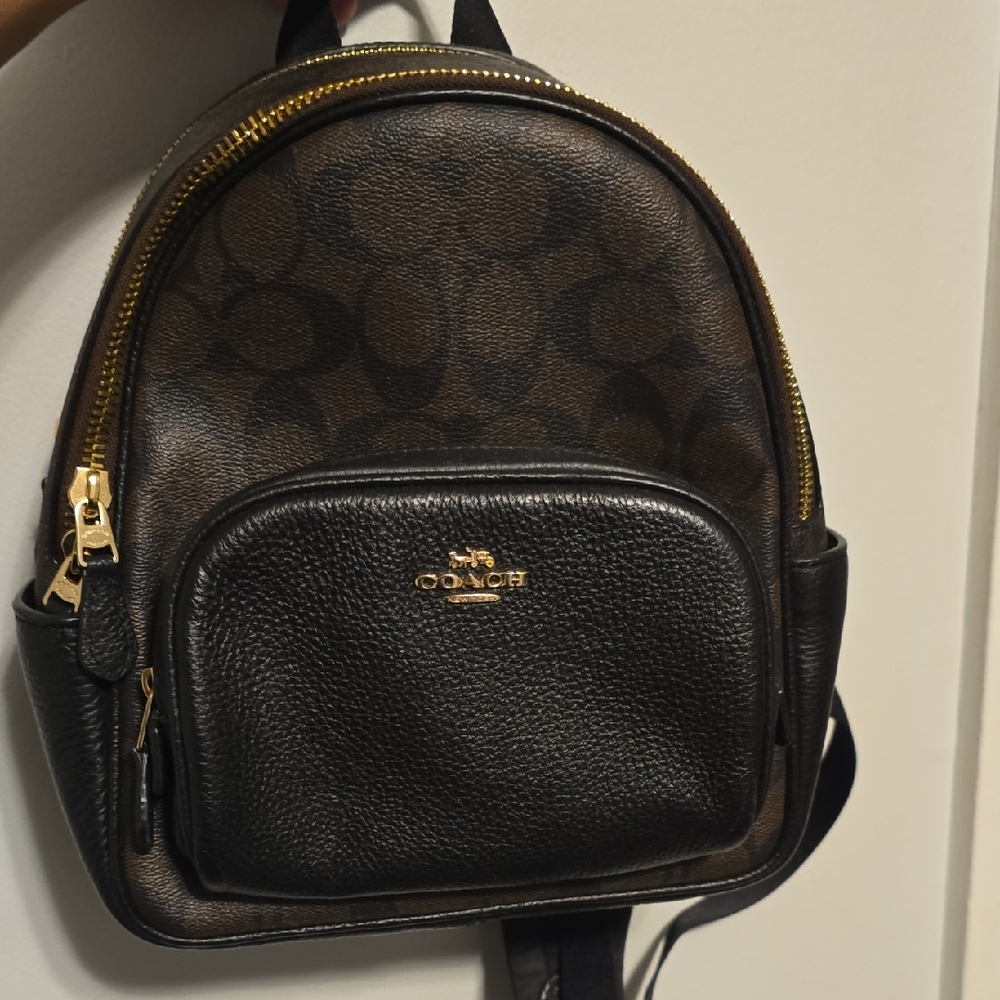 Coach Signature Brown and Black Backpack